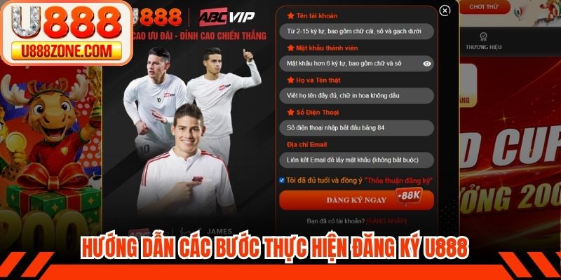 Hướng dẫn các bước thực hiện đăng ký U888 nhanh gọn
